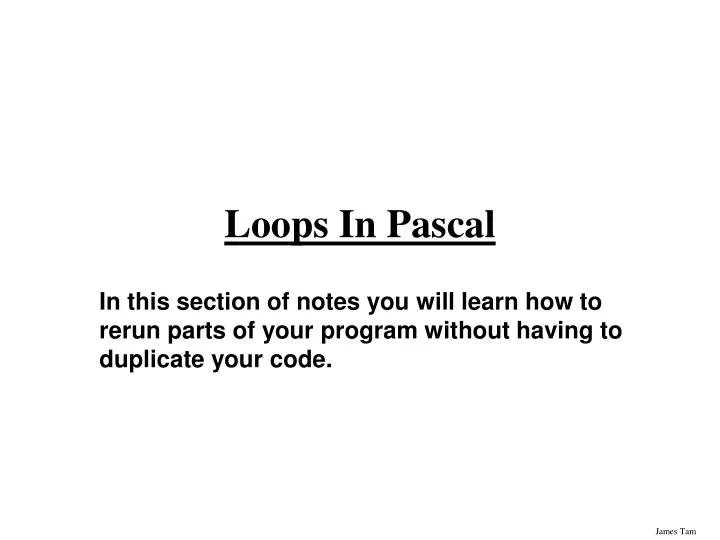 loops in pascal