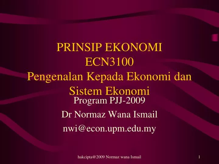 prinsip ekonomi ecn3100 pengenalan kepada ekonomi dan sistem ekonomi