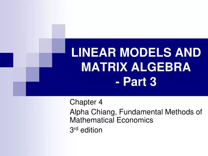 linear models and matrix algebra part 3