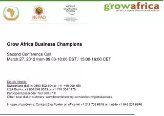 Grow Africa Business Champions Second Conference Call