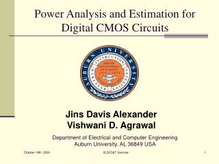 Power Analysis and Estimation for Digital CMOS Circuits