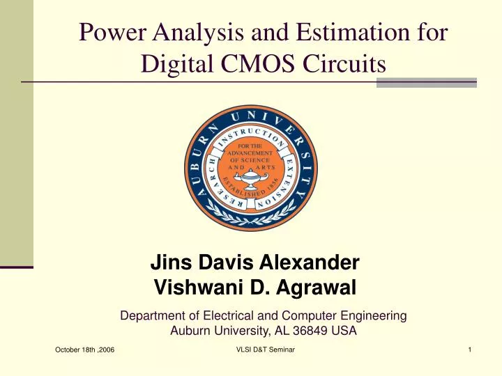 power analysis and estimation for digital cmos circuits