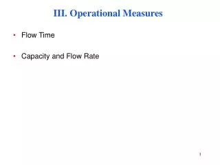 III. Operational Measures