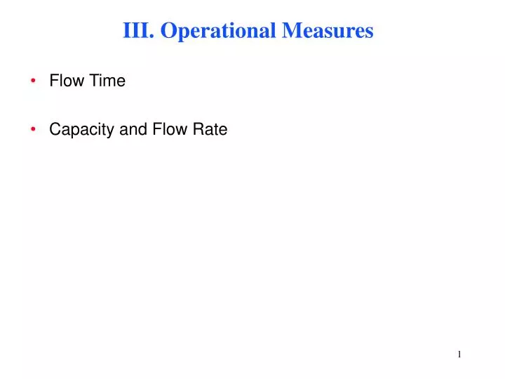 iii operational measures