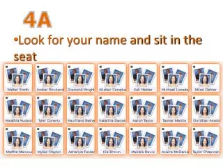 Look for your name and sit in the seat