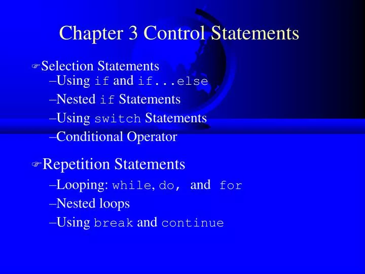 chapter 3 control statements