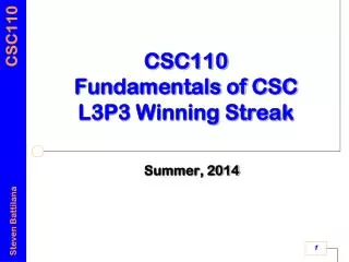 CSC110 Fundamentals of CSC L3P3 Winning Streak