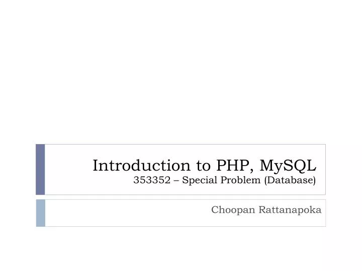 introduction to php mysql 353352 special problem database