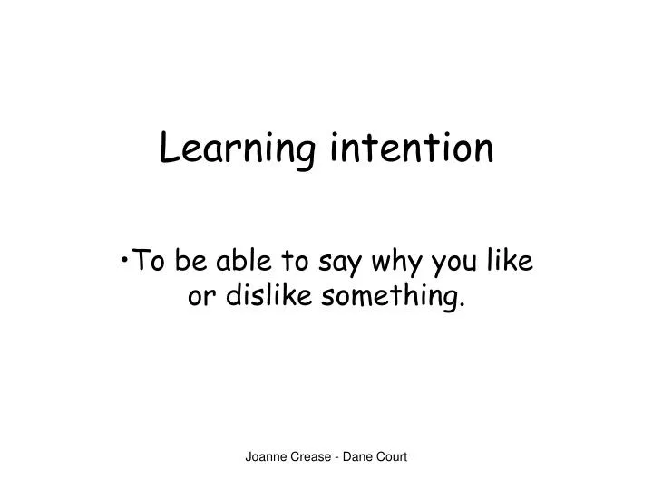 learning intention