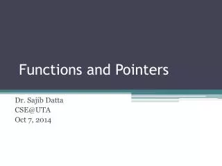 Functions and Pointers