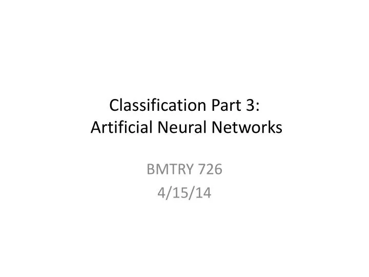 classification part 3 artificial neural networks