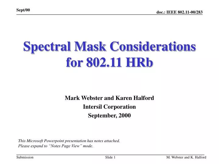 spectral mask considerations for 802 11 hrb