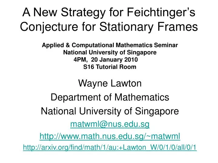 a new strategy for feichtinger s conjecture for stationary frames