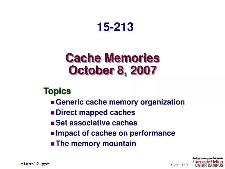 cache memories october 8 2007