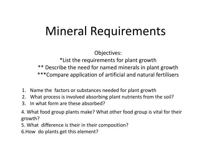 mineral requirements