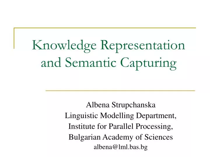 knowledge representation and semantic capturing