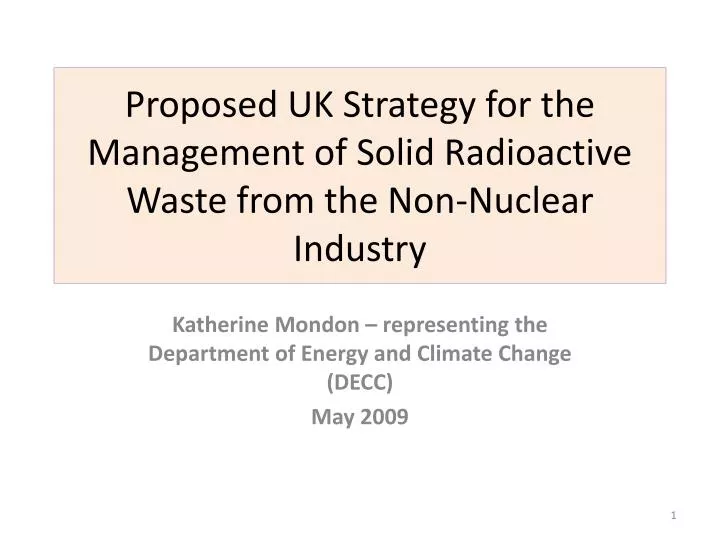 proposed uk strategy for the management of solid radioactive waste from the non nuclear industry
