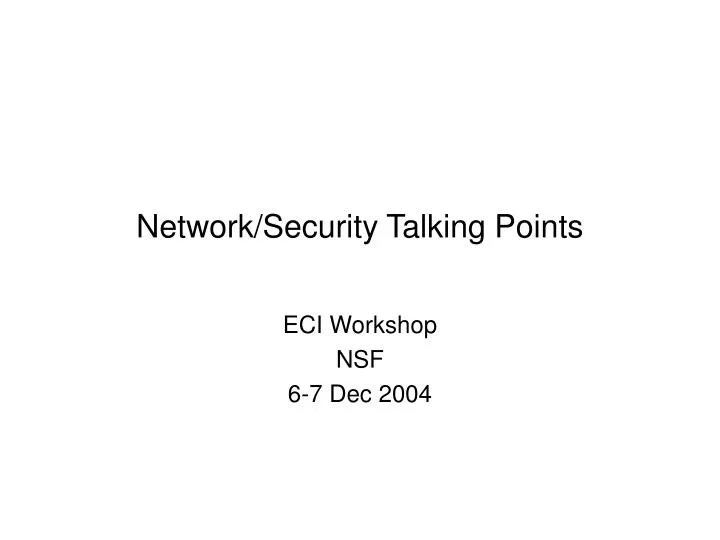 network security talking points
