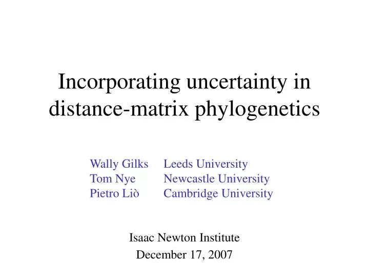 incorporating uncertainty in distance matrix phylogenetics