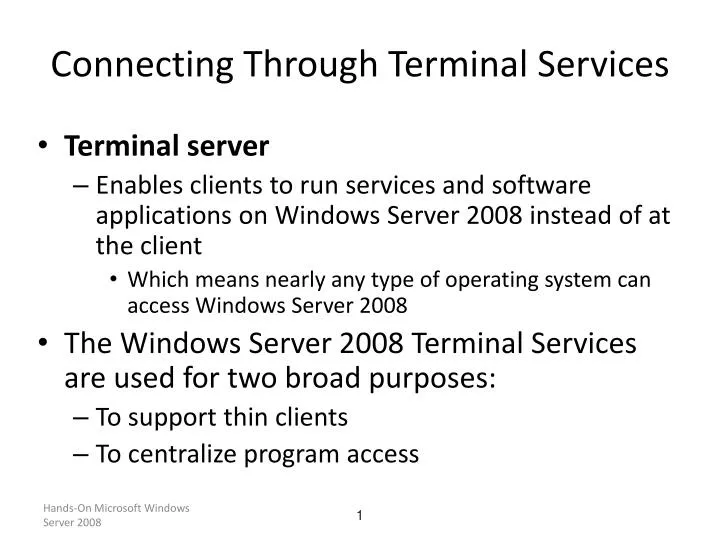 connecting through terminal services