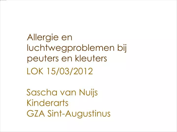 allergie en luchtwegproblemen bij peuters en kleuters