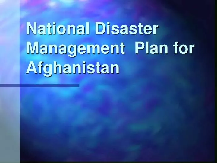national disaster management plan for afghanistan