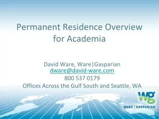 Permanent Residence Overview for Academia