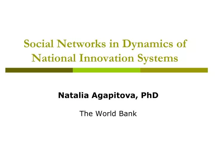 social networks in dynamics of national innovation systems