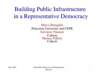 Building Public Infrastructure in a Representative Democracy