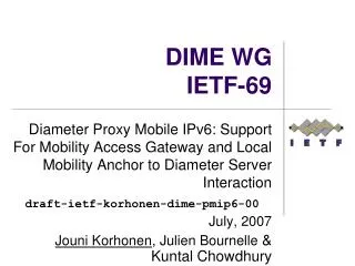 DIME WG IETF-69