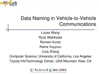 Data Naming in Vehicle-to-Vehicle Communications