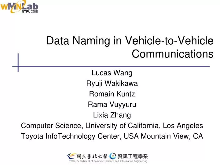 data naming in vehicle to vehicle communications