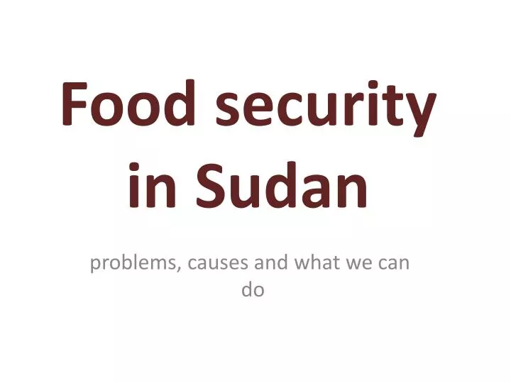 food security in sudan