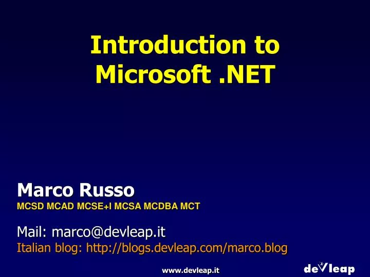 introduction to microsoft net