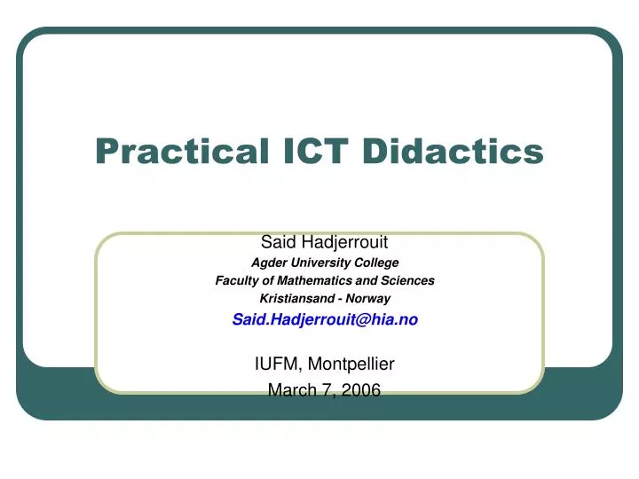 practical ict didactics