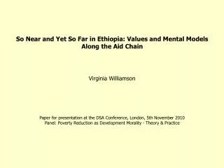 So Near and Yet So Far in Ethiopia: Values and Mental Models Along the Aid Chain