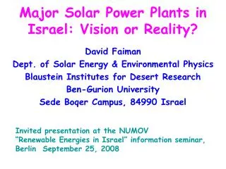 major solar power plants in israel vision or reality