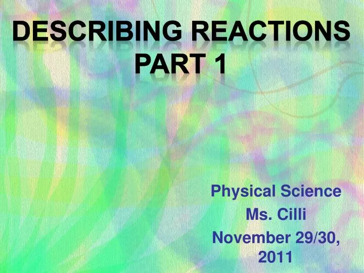 physical science ms cilli november 29 30 2011