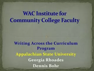 WAC Institute for Community College Faculty