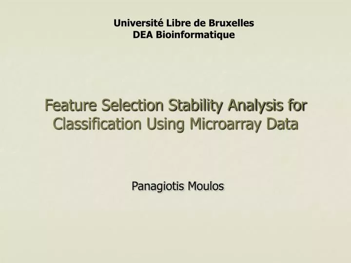 feature selection stability analysis for classification using microarray data