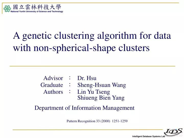 a genetic clustering algorithm for data with non spherical shape clusters