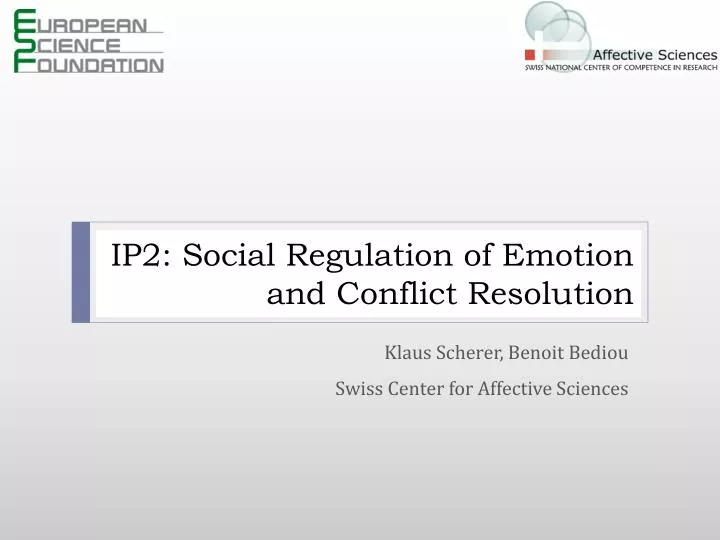 ip2 social regulation of emotion and conflict resolution