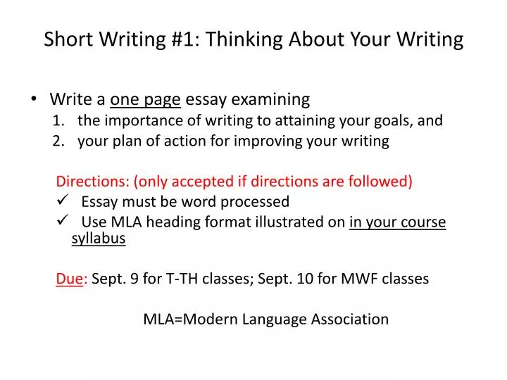 short writing 1 thinking about your writing