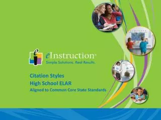 Citation Styles High School ELAR Aligned to Common Core State Standards