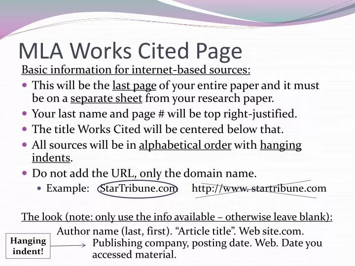 mla works cited page
