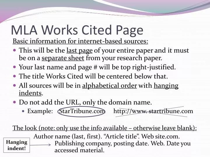 PPT MLA Works Cited Page PowerPoint Presentation Free Download ID 