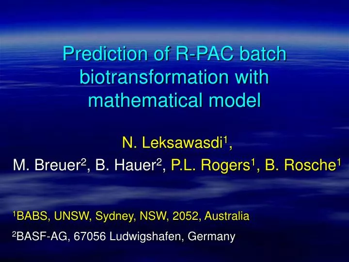 prediction of r pac batch biotransformation with mathematical model