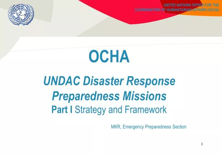 ocha undac disaster response preparedness missions part i strategy and framework