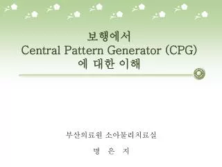 central pattern generator cpg