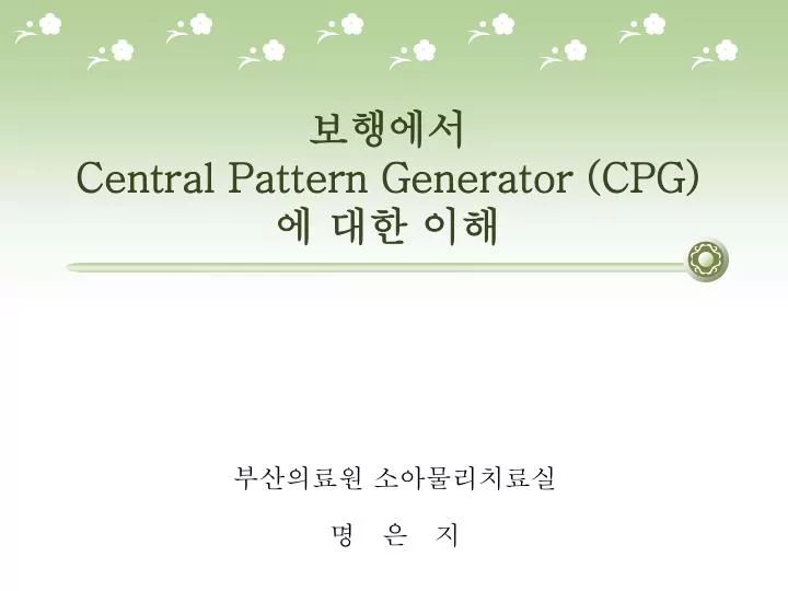 central pattern generator cpg